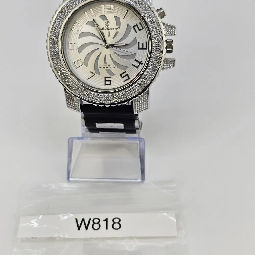 Charles Raymond Men's Watch 52MM Gray Dial Black Plastic Bands‎ New Batteries